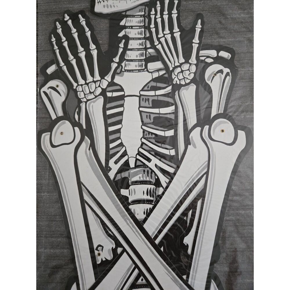 AMERICAN GREETINGS Seymour Bones Vintage 55" Hanging Hinged Skeleton Decor-NEW